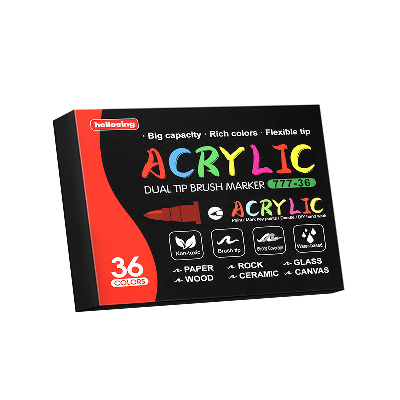 Marcador de acrílico nuevo núcleo de algodón doble pluma 36 colores un solo marcador de acrílico al aire libre acuarela