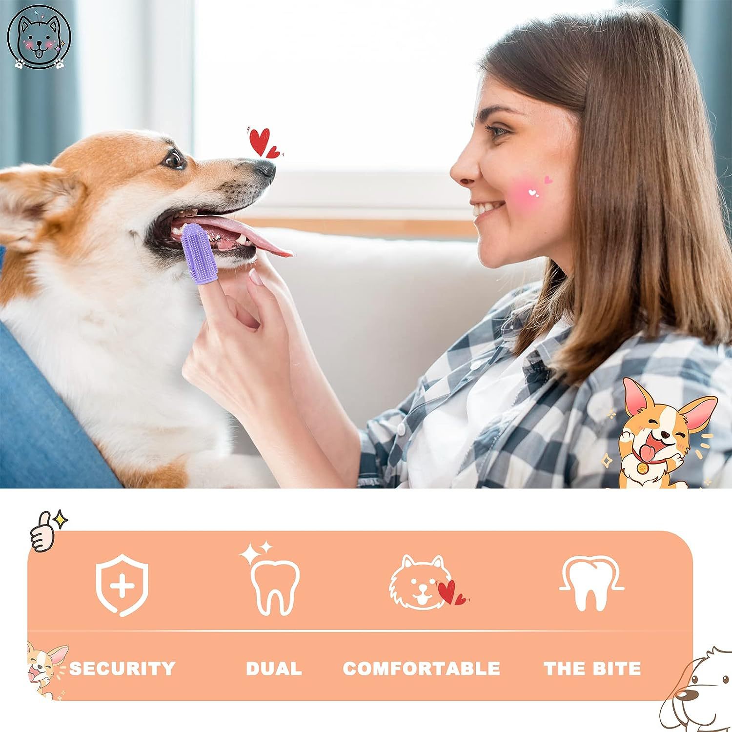 Pet dedo cepillo de dientes cepillo de dientes de silicona personalizado perro gato 360 ° sarro oral productos de limpieza y cuidado