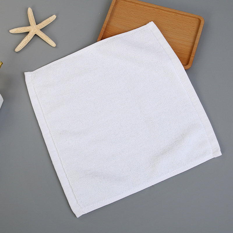 Factory wholesale cotton white square towel hotel restaurant aviation kindergarten small towel embroidery custom logo