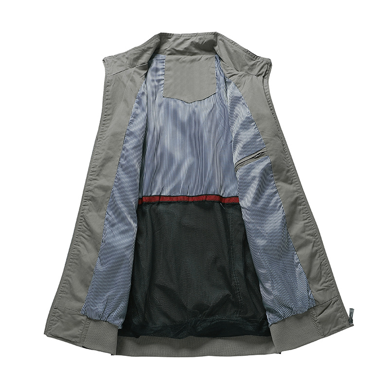 Gewaschene reine Baumwolle Neue einfarbige Freizeitjacke, Oberteil, Herrenbekleidung_voghion.com