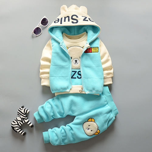Men's Baby Autumn Set Suit 1-Year-Old Children's Clothes 3-Piece Set  New Baby Korean Version Stylish Trendy Clothes Thickened