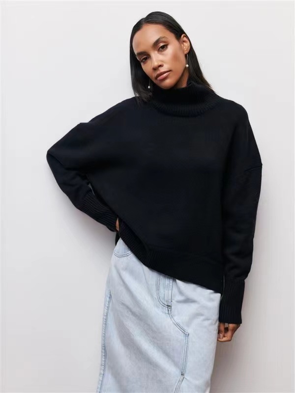2023 ropa de mujer personalizada nuevo partido europeo y americano suéter suelto popular medio cuello alto Otoño e Invierno suéter