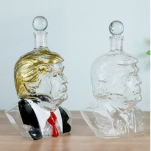 跨境热销款人头造型工艺酒瓶高硼硅玻璃手工高档空酒瓶威士忌酒瓶