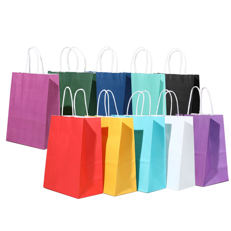 Bolsa de papel kraft portátil en stock Bolsa de embalaje de alimentos para pan Bolsa de embalaje para llevar Bolsa de regalo de compras con logotipo