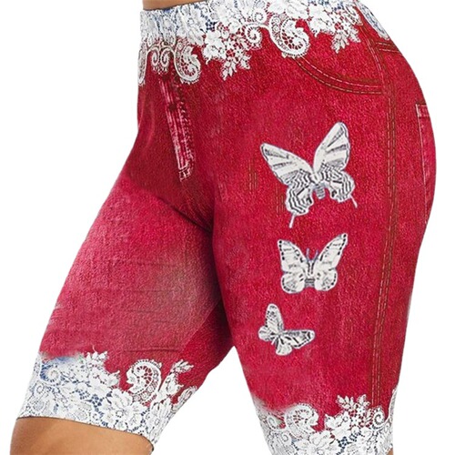 New Style High-Waist High-Elasticity Printed Butterfly Slimming Casual Yoga Leggings Shorts NS3058