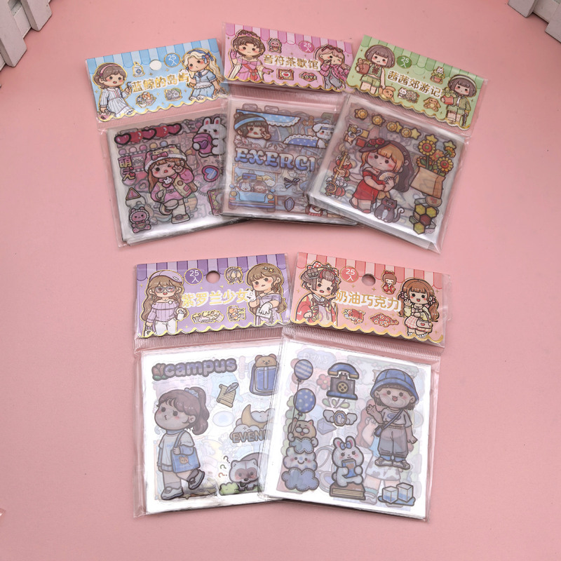 25枚の日系手帳草かび熊かわいいアニメ手帳貼り紙防水pvc児童クリエイティブカードシール|undefined