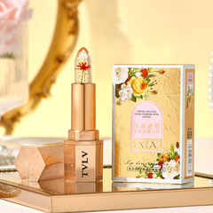 TVLV水晶金箔變色花瓣口紅持久不沾杯透明果凍唇膏鮮花口紅