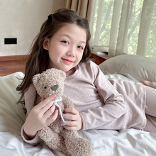 2025秋冬儿童秋衣秋裤 无骨内衣羊毛拉架家居服套装 宝宝卡通睡衣