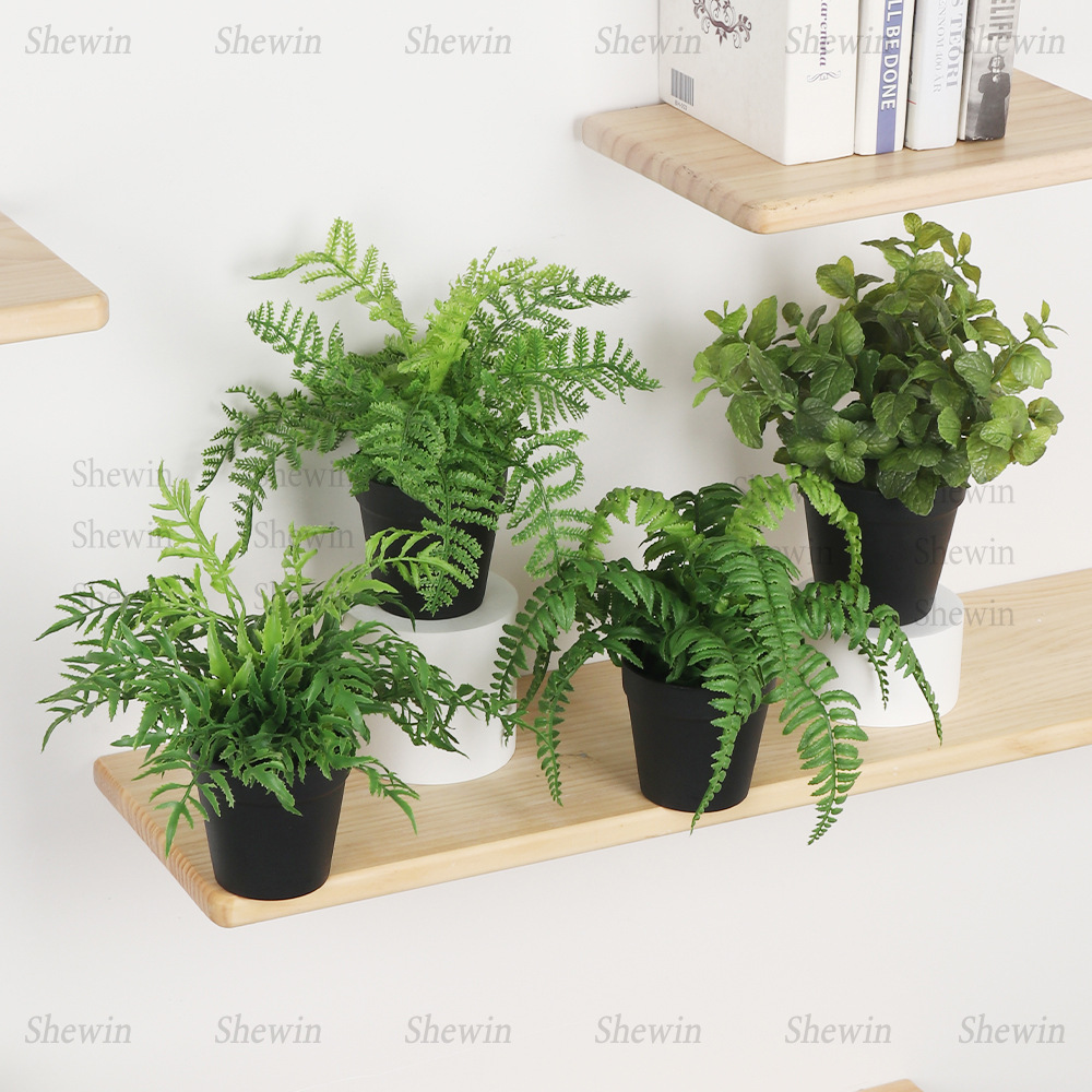 Nuevo estilo realista sensación de mano hoja de bambú imitación de maceta transfronteriza decoración interior decorativa plantación verde decoración artificial bonsai