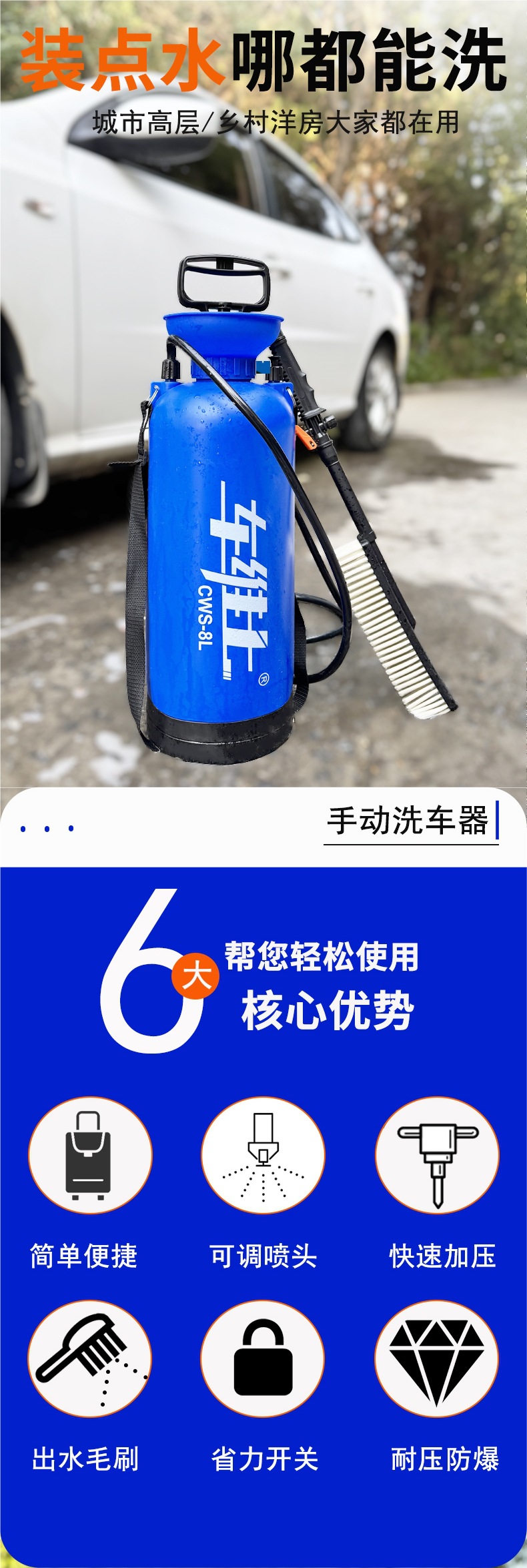 Car Wash Machine Manual Car Wash Machine Household High-Pressure Car Portable Foam Spray Bottle Water Gun Motorcycle Battery Car Artifact