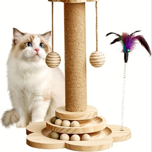 2025 New Cross-Border Dropshipping 4-in-1 Wooden Cat Scratching Paradise High Column Cross-Border Dropshipping