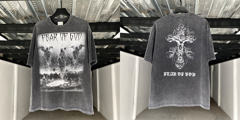 Vintage lavado viejo vintage manga corta marca de moda americana niebla calle suelta VTG casual cuello redondo hombres y mujeres camiseta