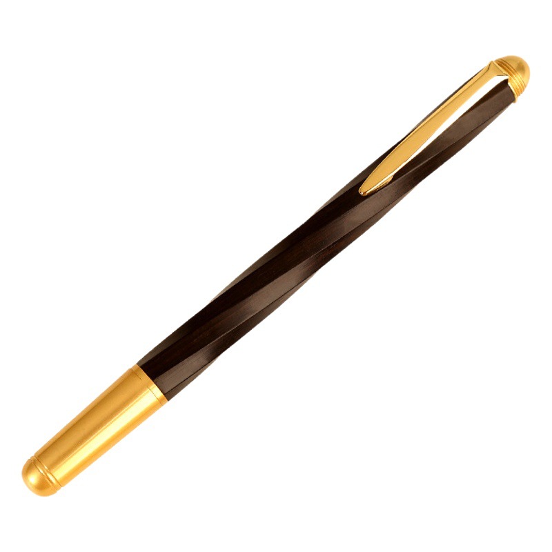 Factory wholesale creative six-sided rhombus vintage sandalwood brass ballpoint pen student posture holding pen practice lettering