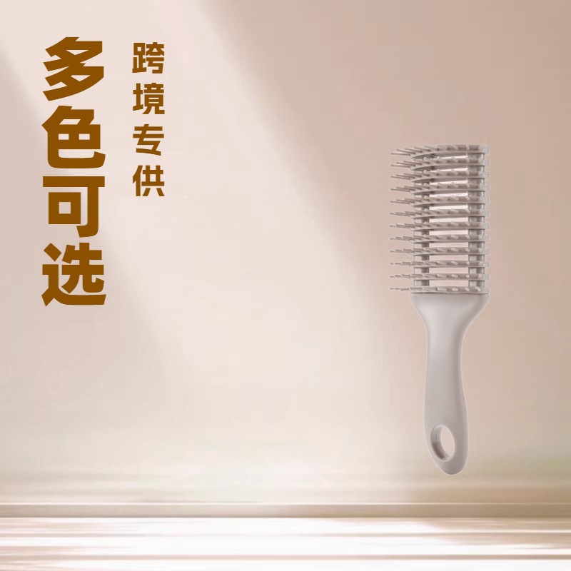 TEMU 신제품 푹신한 미끄럼 방지 고무 코팅 갈비빗 빗, 스타일링 및 헤어 마사지 빗, 탄력있는 곱슬머리용 여성용 빗