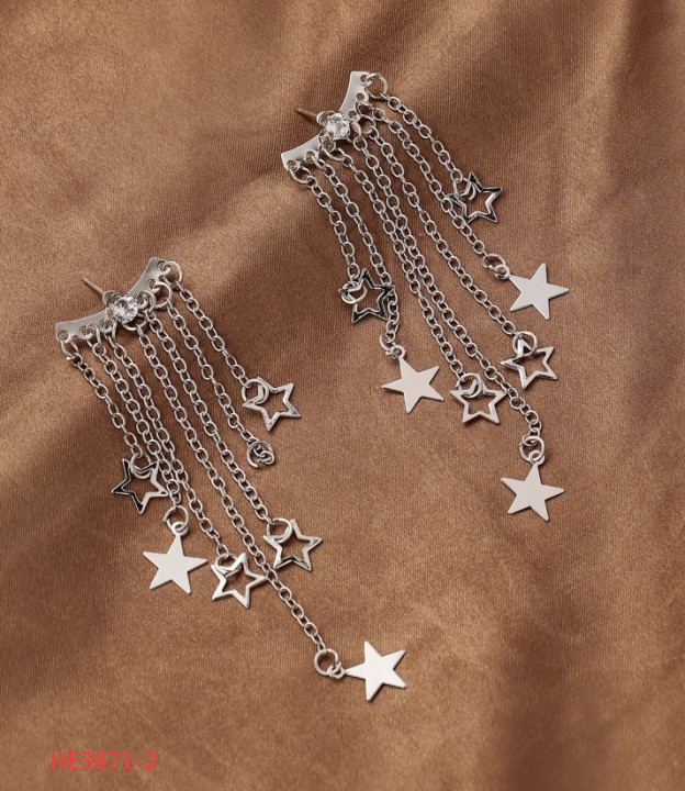 925 aguja de plata Corea del Sur Dongdaemun moda simple estrella borla pendientes diseño pendientes largos pendientes al por mayor