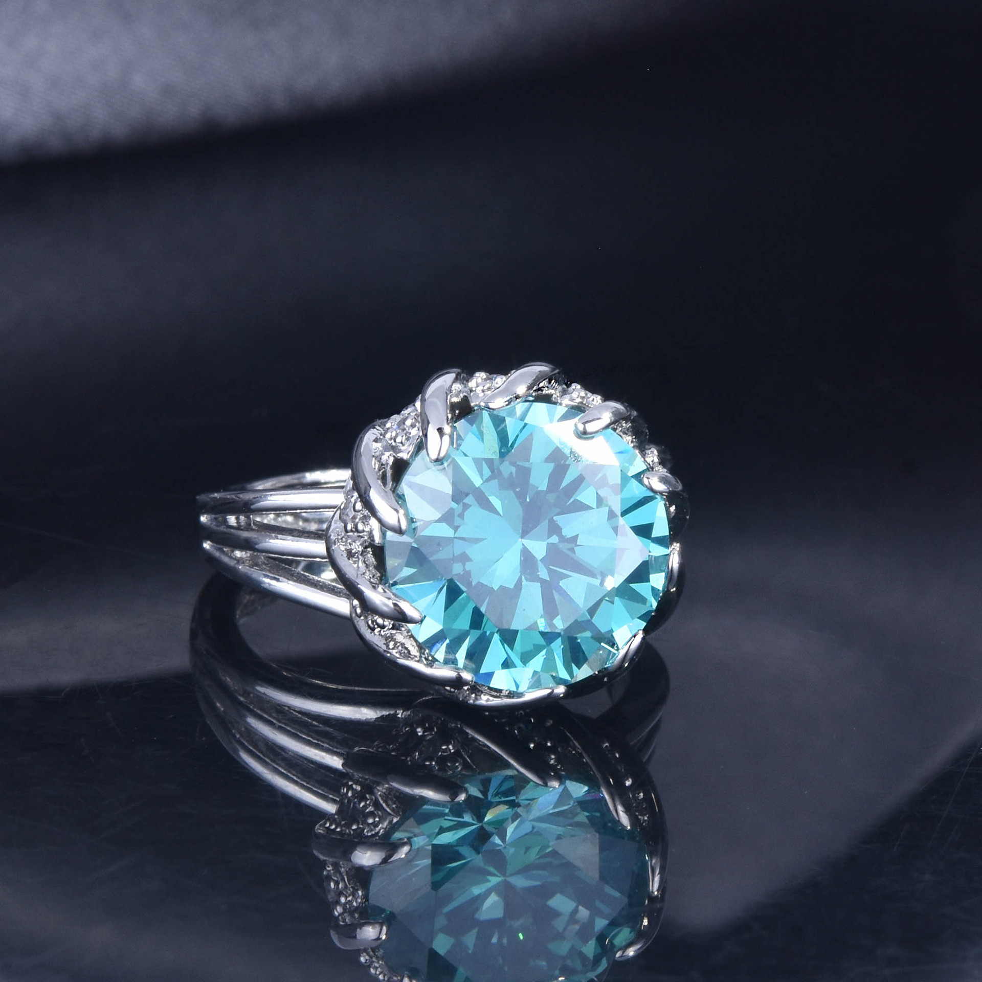 Fashion Round Copper Inlay Artificial Gemstones Womenu0027S Rings Earrings Necklace