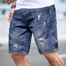 海外跨境牛仔裤多破洞设计夏季牛仔短裤简约百搭潮流破洞牛仔短裤