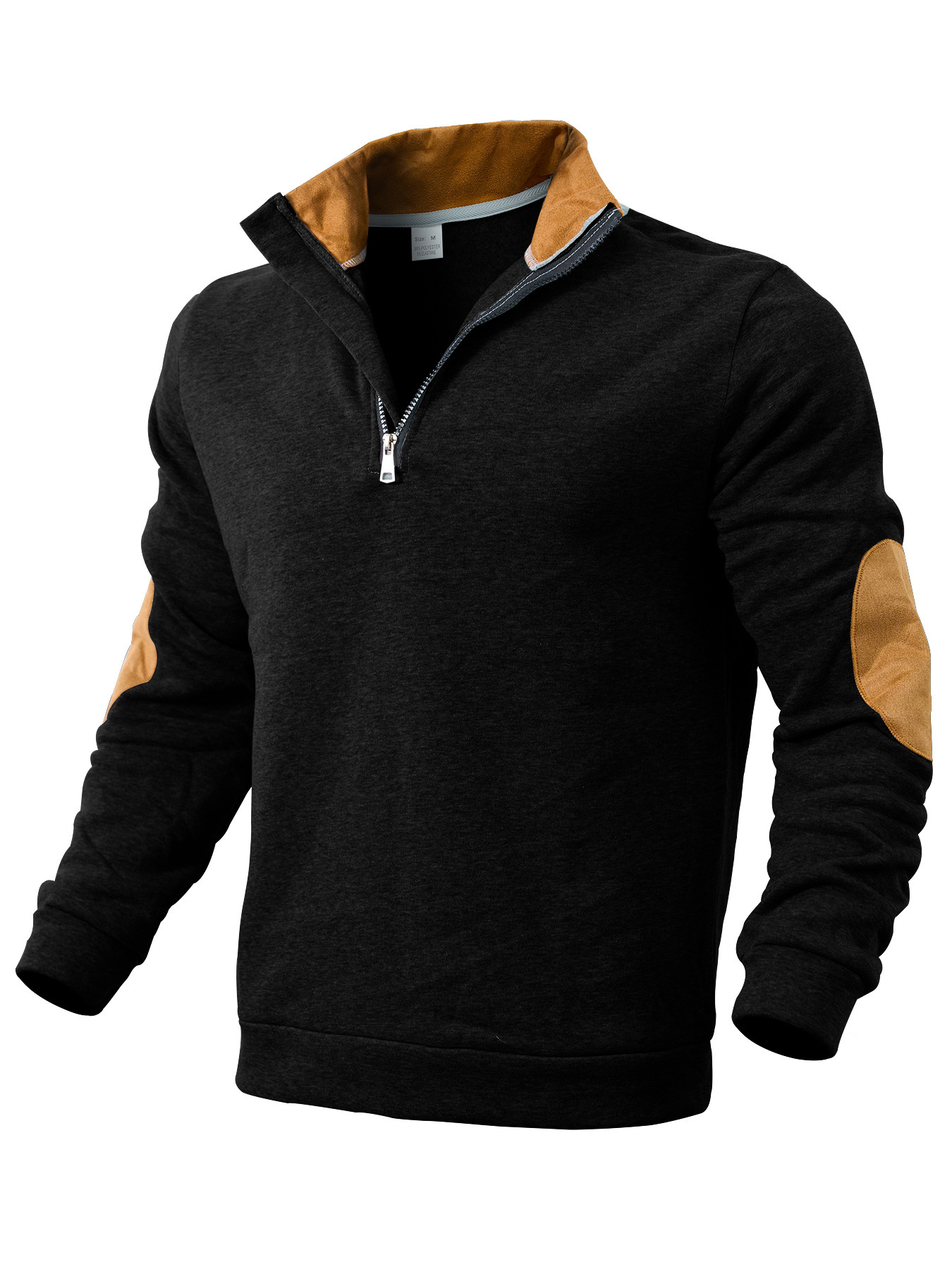 Embroidered Men's Hoodies With Stand Collar And Colour-block Style_voghion.com
