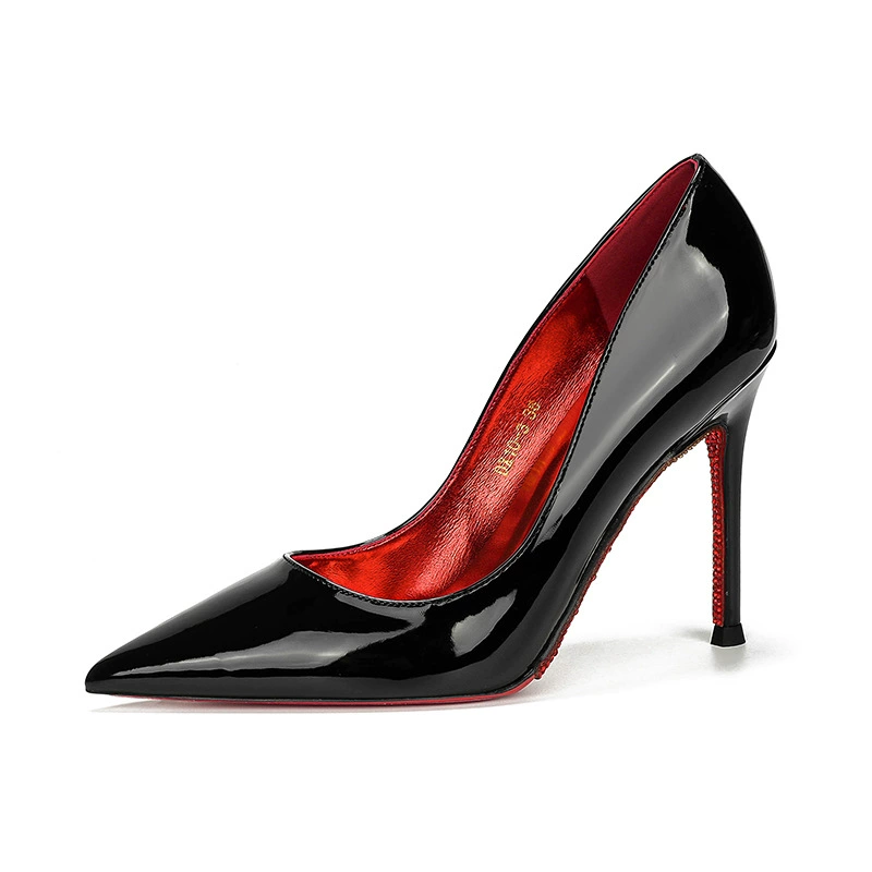 High-heeled Pointed-Toe Pumps, Nude/Black, Low-Cut Design, 6/8/10 cm Heels