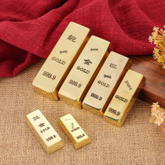 黃銅實心金條工藝品擺件招財仿真金磚鎮紙銅金條裝飾品開業禮批發