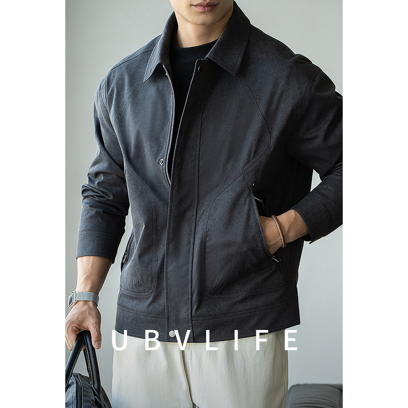 Old Money Style Tough Guy Workwear Style Twill Windproof Warm Lapel Men's 2026 Spring Business Commuter Jacket Coat