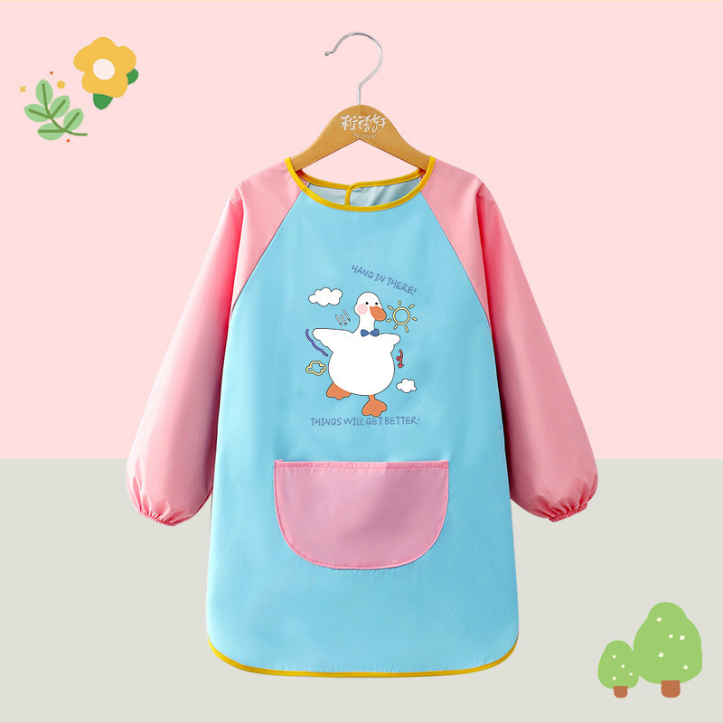 子供用防水絵画服幼稚園プリントスモックスタジオプリント防水逆着用エプロン男の子と女の子用|undefined