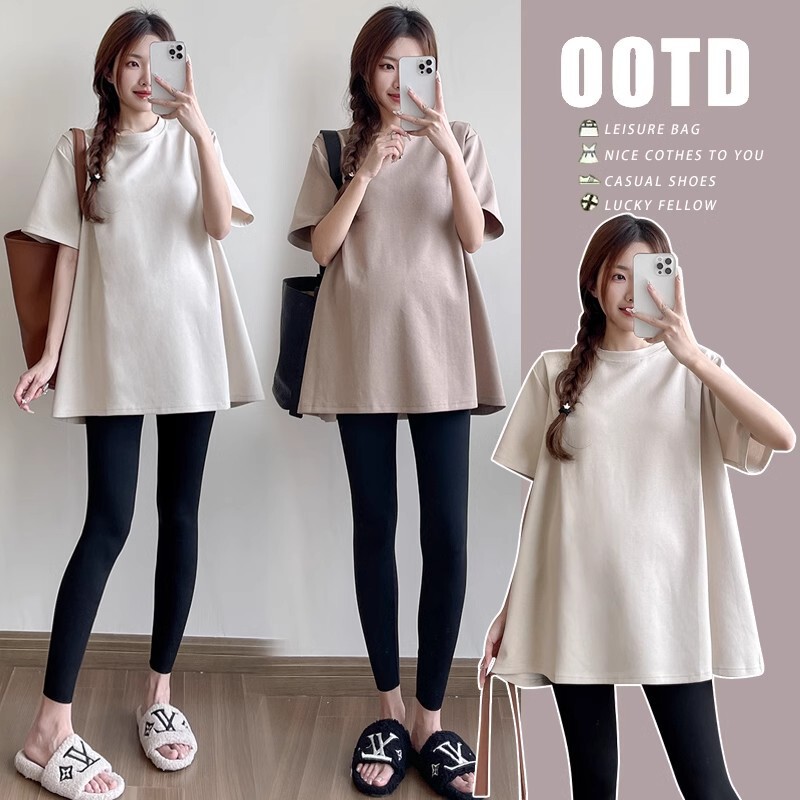 Maternity Wear Summer T-Shirt Fashionable Mom Summer New Korean Style Loose Slimming Look Large Size Short-Sleeved Summer T-Shirt Top
