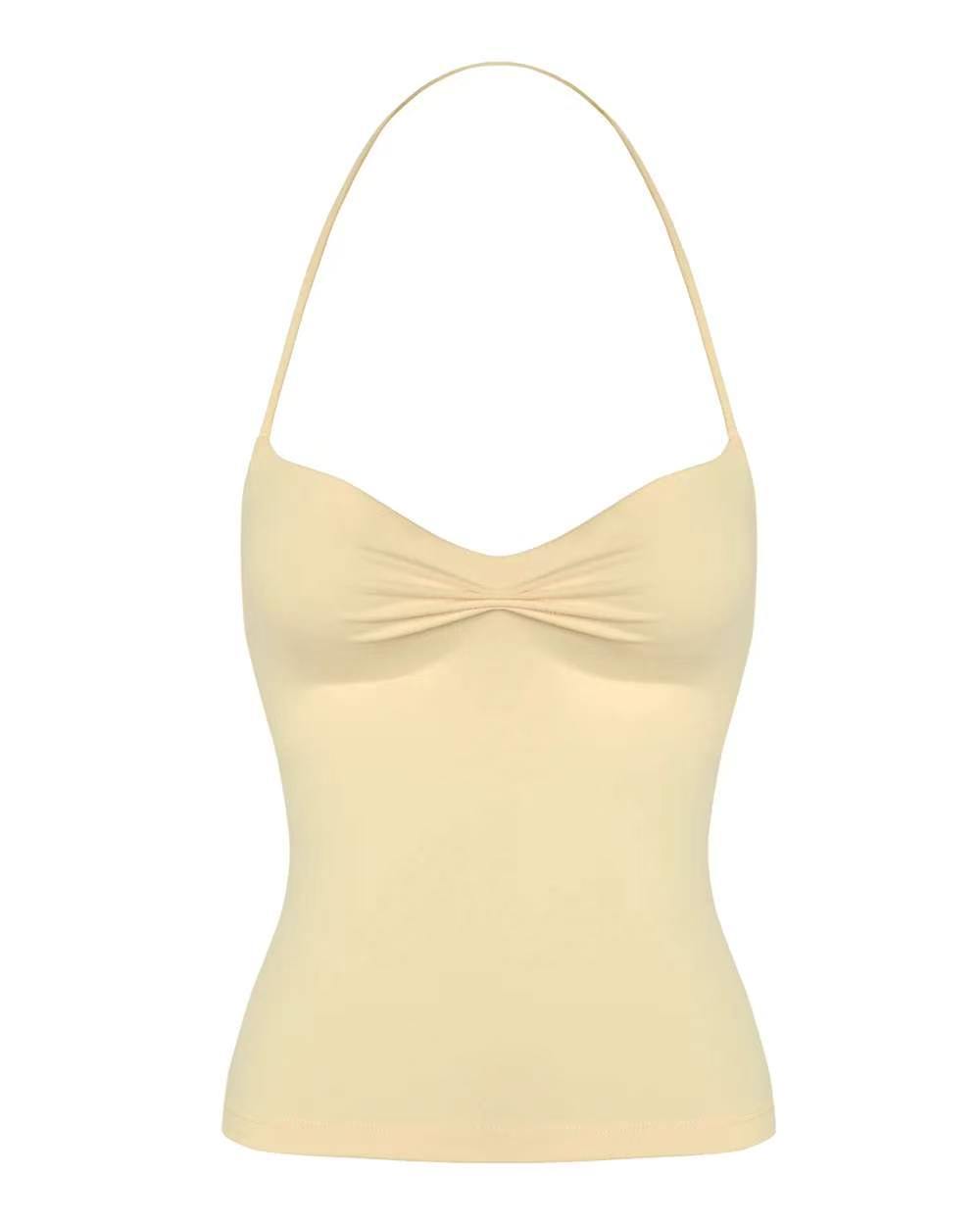 Colgar cuello en V alta elástica piel con cojín de pecho apretado entrenamiento deportivo profesional pilates set de yoga pantalones cortos pantalones largos
