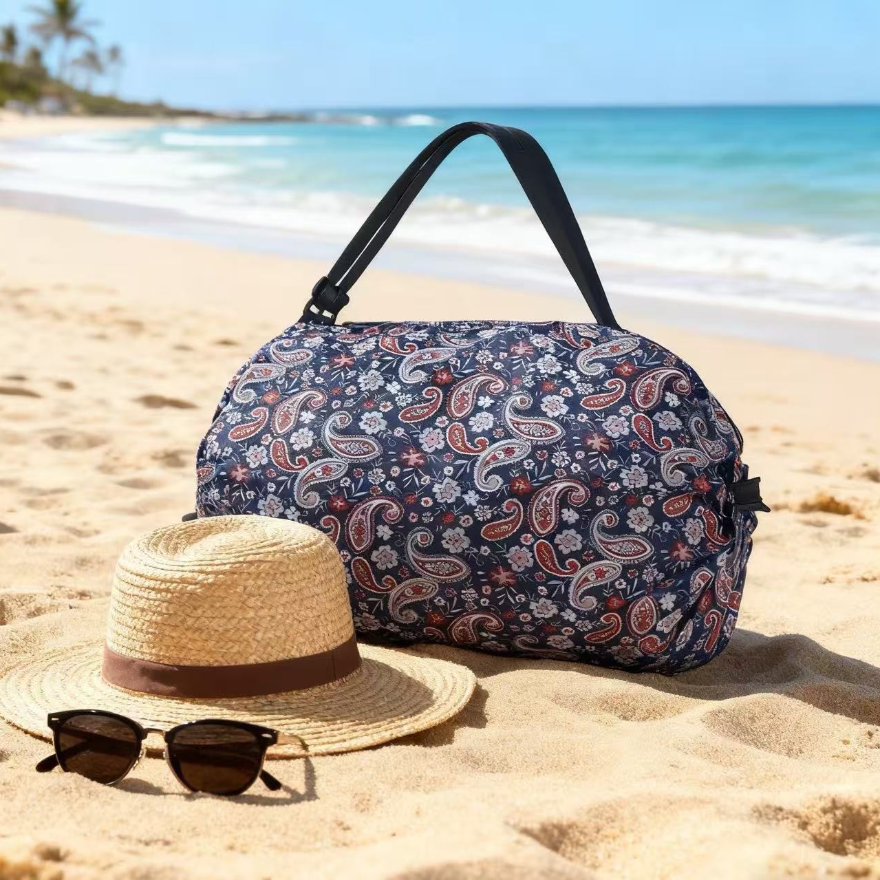 캐슈 플라워 접이식 아코디언 백 50*35CM