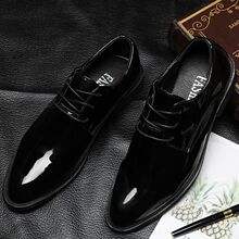 20新款漆皮男尖头皮鞋韩版厚底英伦潮男内增高正装商务休闲鞋婚鞋