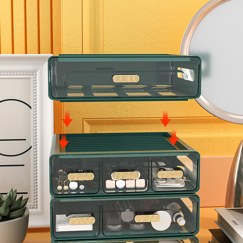 Caja de almacenamiento de escritorio apilable con cajones, diseño creativo de múltiples capas