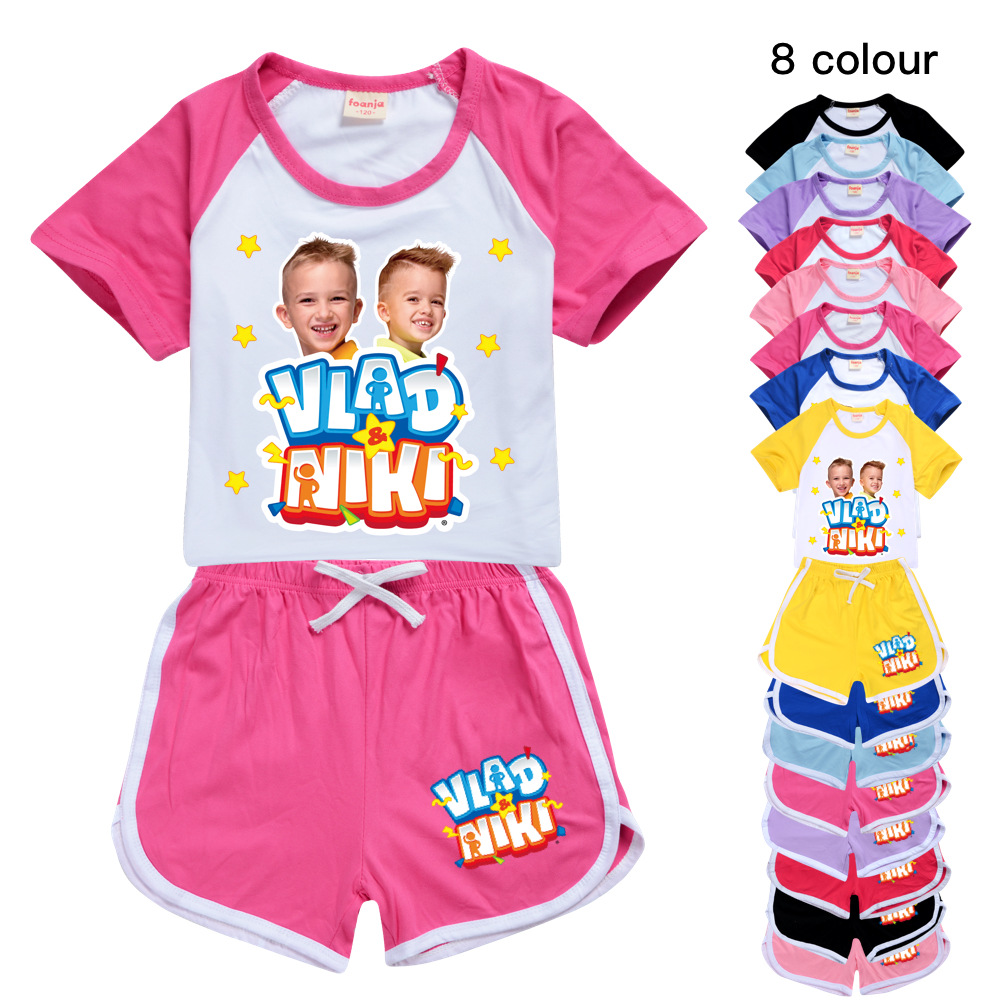 Jungen Sommer Vlad Niki Sets Kurzarm T-Shirt Shorts 2 Stück Anzug Casual Sportswear Kinder kleidung Trainings anzug für Teenager Mädchen – Detail 3