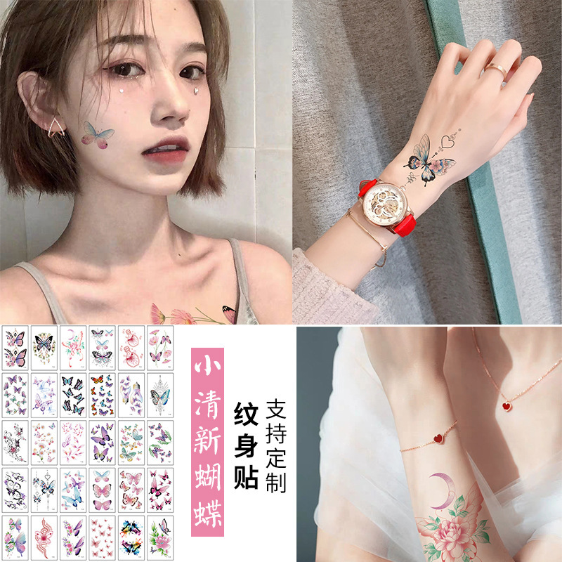 Butterfly Tattoo Stickers for Women, Ins-Style Arm, Girly Heart, Colorful Chest, Realistic 3D Tattoo, Sexy Tattoo Stickers, Custom-Made