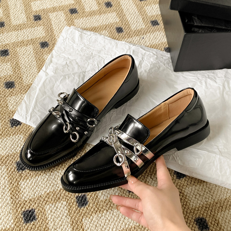 Retro shoes English style flat all-season for leisure