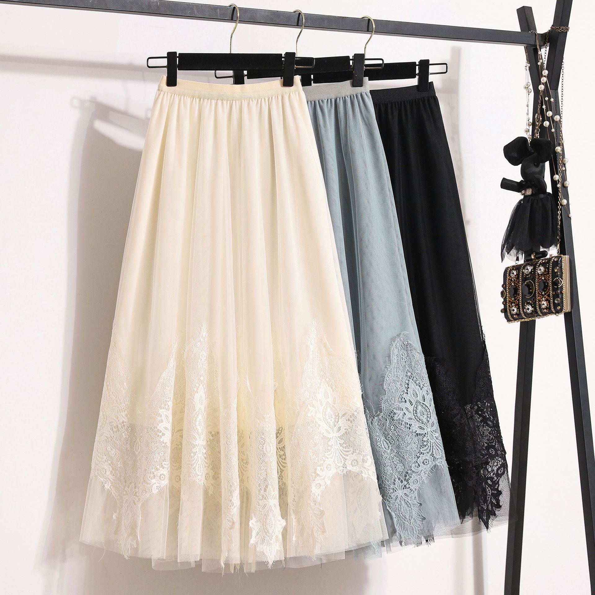 Lace long elegant skirt