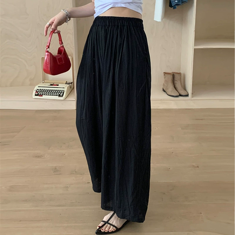 2025 новые летние складки ленивые широкие брюки женские тонкие брюки Yamamobo свободные тонкие и дикие повседневные брюки