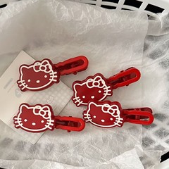 甘いクールな風の赤い猫のヘアピン