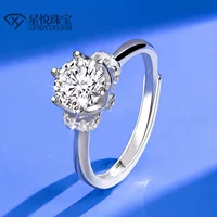 Кольцо из серебра 925 пробы с натуральным муассанитом для девушек, украшенное стерлинговым серебром, с одним каратом бриллианта, оптовая продажа от производителя
