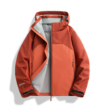 户外单层冲锋衣外套男女春秋大码户外旅行夹克防风防水连帽风衣