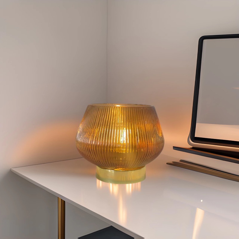 Lámpara de ambiente de lujo simple y ligera, luz romántica, luz de noche, lámpara de mesa de vidrio para dormitorio, batería inalámbrica LED