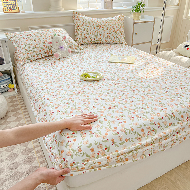 New skin-friendly water-washed cotton sanding bed hat single-piece product Simmons mattress protection set bedspread three-piece wholesale New skin-friendly water-washed cotton sanding bed hat single-piece product Simmons mattress protection set bedspread three-piece wholesale