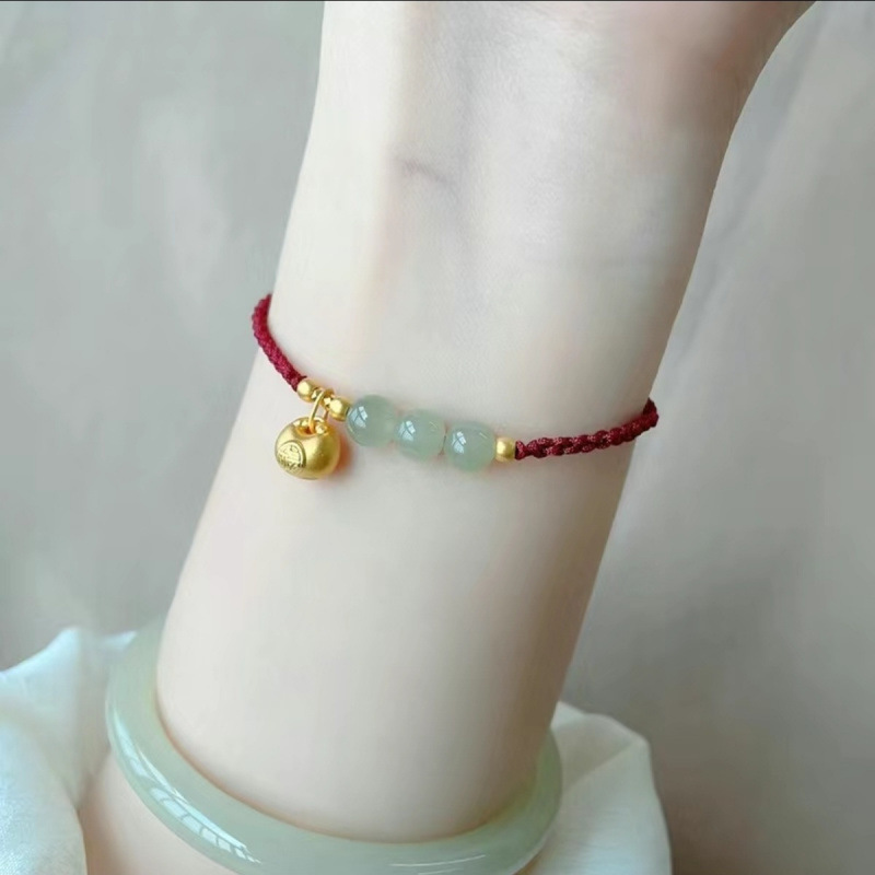Traditional Gold Small Lucky Charm Red String Bracelet for Women, Gold Nugget Good Luck Beads Woven Bracelet, Friendship Birthday Gift, Fortune Beads Traditional Gold Small Lucky Charm Red String Bracelet for Women, Gold Nugget Good Luck Beads Woven Bracelet, Friendship Birthday Gift, Fortune Beads