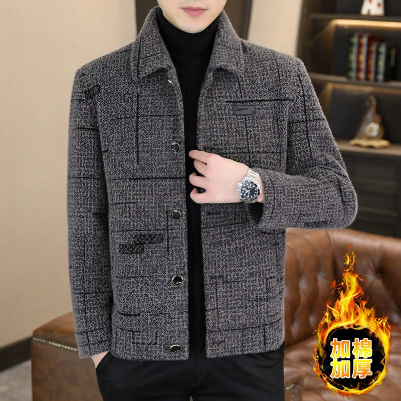 2024 Осень и зима роскошная пшеница-новая норковая мужская куртка повседневная куртка хлопок утолщенная теплая шерсть 1029