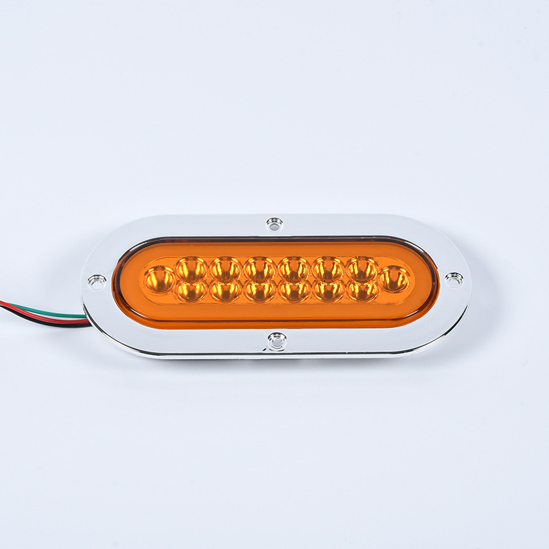 Cross-Border In-Stock Truck Tail Light 12V24V14Led Oval Light Guide Flowing Arrow Truck Tail Light Truck Side Light