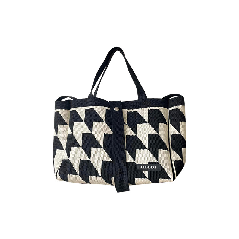 Estilo coreano nicho diseño negro y blanco Flecha de punto pequeño bolso cuadrado bolso casual versátil de gran capacidad bolsa de mensajero bolso de las mujeres