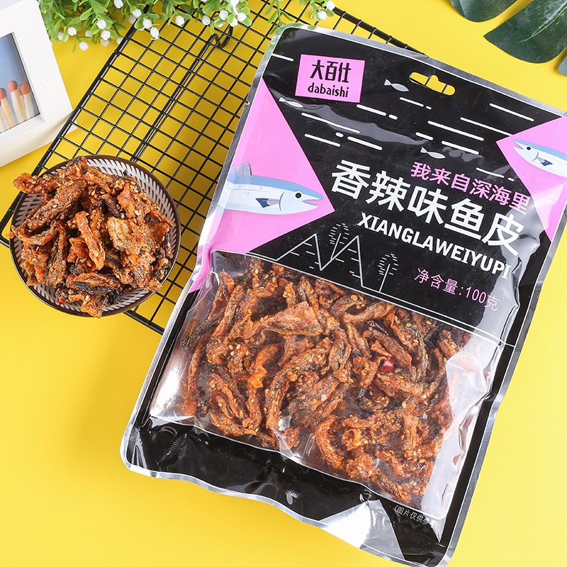 Da Baishi 100g BBQ-Flavored Fish Skin: Casual Snack, Cumin & Spicy Flavors—Bulk Purchases Welcome with Special Discounts