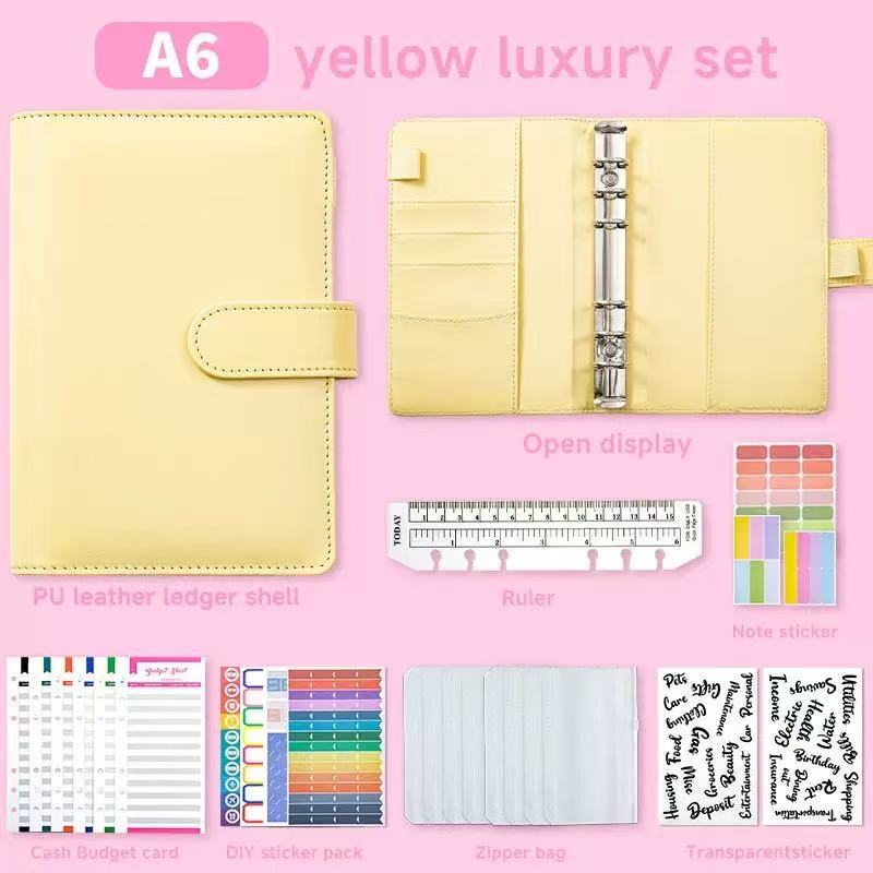 (럭셔리 선물팩 - 노란색) 예산표 12개 + 지퍼백 8개 + 단어 스티커 2개 + 스티커 6개 + 자 1개