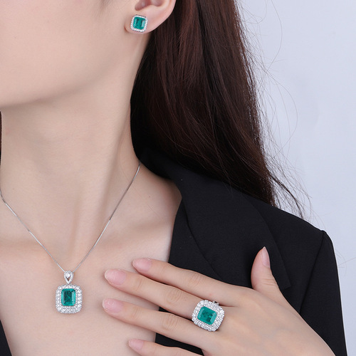 New copper base gold-plated costume gemstone minimalist luxury set for women, stone size 12*10-8*8