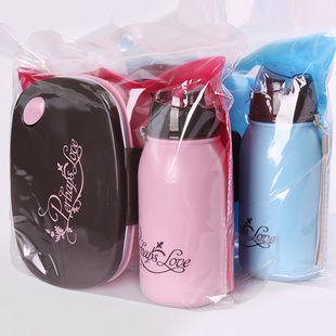 Plastic cartoon lunch box with straw Cup children's set lunch box with straw kettle lunch box factory wholesale