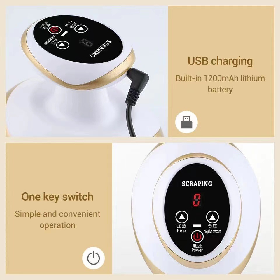 Instrumento de raspado eléctrico transfronterizo, instrumento de ventosas, cepillo meridiano de dragado, compresa caliente, instrumento de terapia de tendones de masaje meridiano de raspado, instrumento de succión